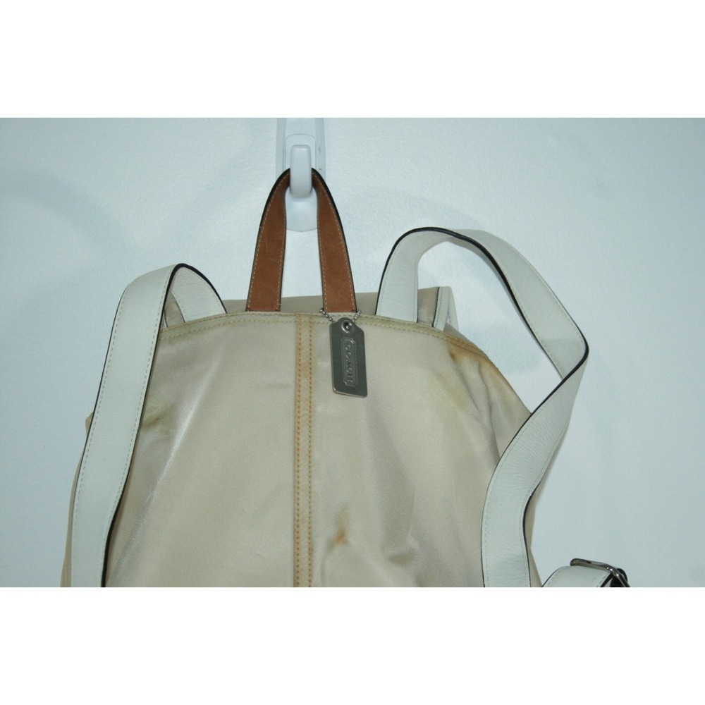 Coach Tan Nylon Double Pocket Drawstring Women's Backpack Purse Bag 6258 - Picture 5 of 12